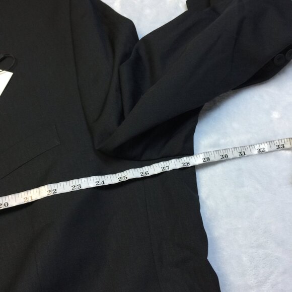 New! Michael Strahan Jacket Blazer Mens 56R Black Striped Wool Classic Fit - Picture 13 of 16